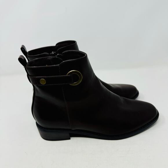 Ann Taylor Womens Ankle Leather Boots Round Toe Cherry Zipped Sides Sz 6.5 - Picture 6 of 15